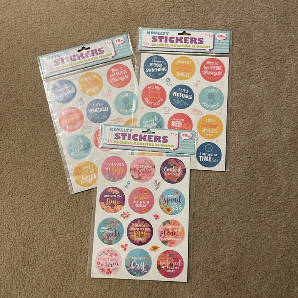 Novelty Adulting Stickers - Three Packs